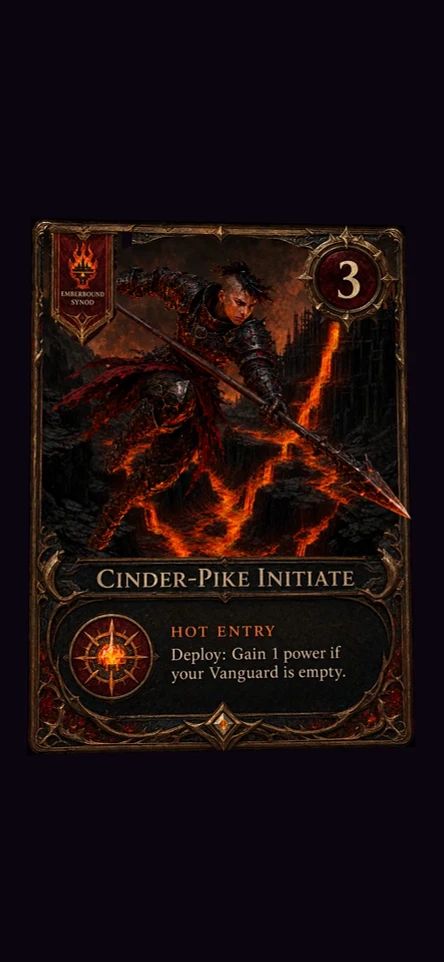 A layered fantasy card tilts gently as orange lava flows through its artwork.