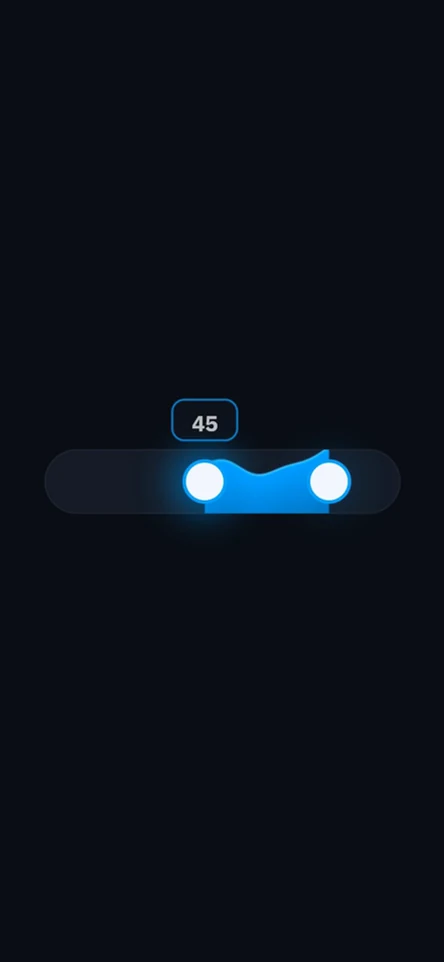 A blue liquid-filled range slider narrows from each side, with floating value bubbles above the active handles.