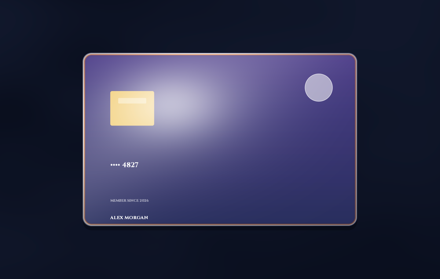 Live 3D Glass Tilt Card demo captured in Chromium