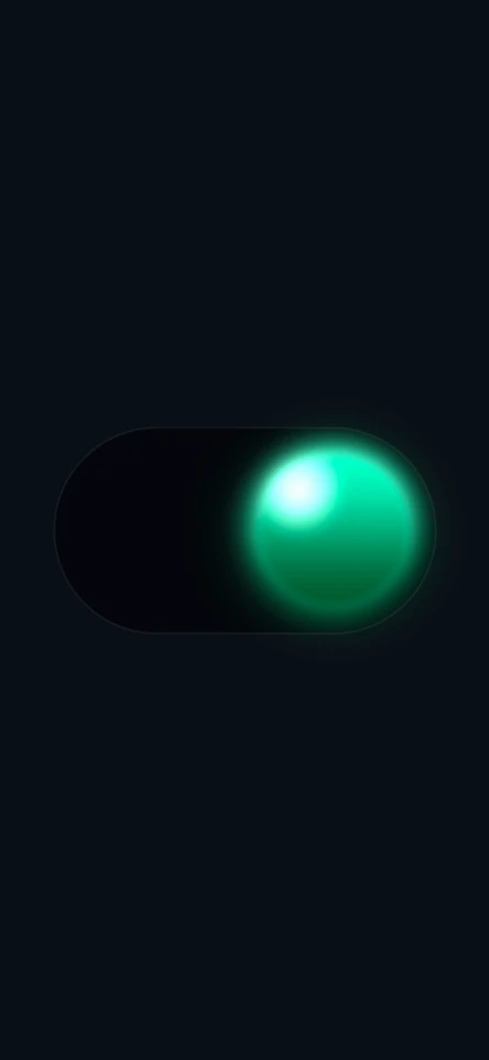 A silver liquid switch stretches across its track, turns green, and moves back.